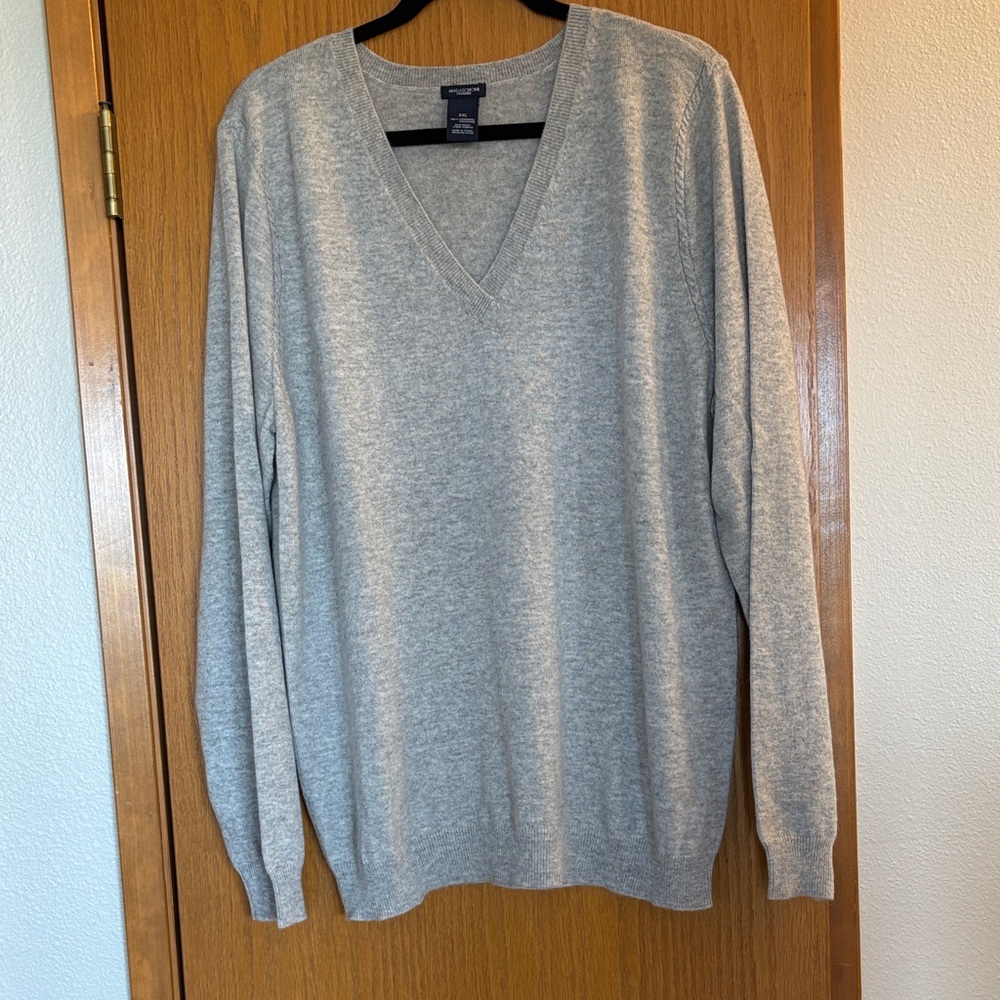 NWOT Cashmere Light Gray V-Neck Sweater